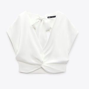 Knotted satin effect top